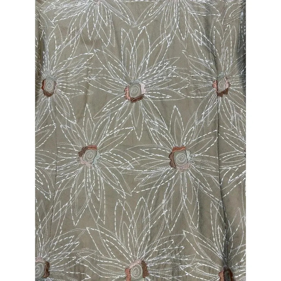 Basil & Maude Anthropologie Dress Womens Medium Embroidered Floral Tan Mini Boho - Picture 4 of 8